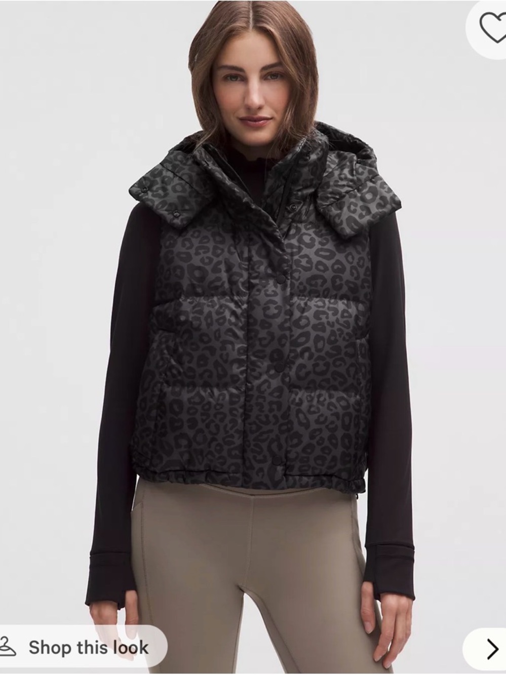 Lululemon Wonder Puff Cropped Vest Leopardo Shift Graphite Grey Multi - Picture 2 of 9
